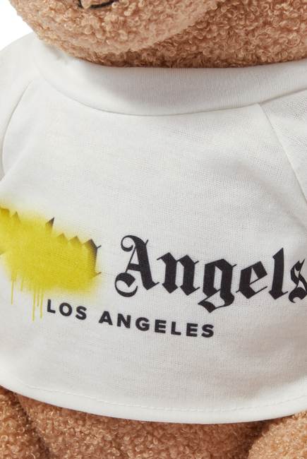 دب بتي شيرت بشعار الماركة بتصميم بطلاء بخاخ وطبعة Los Angeles